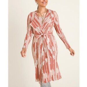 Chico’s Travelers Boho Pleated Crinkled Duster Jacket - Size 4/6 Women's